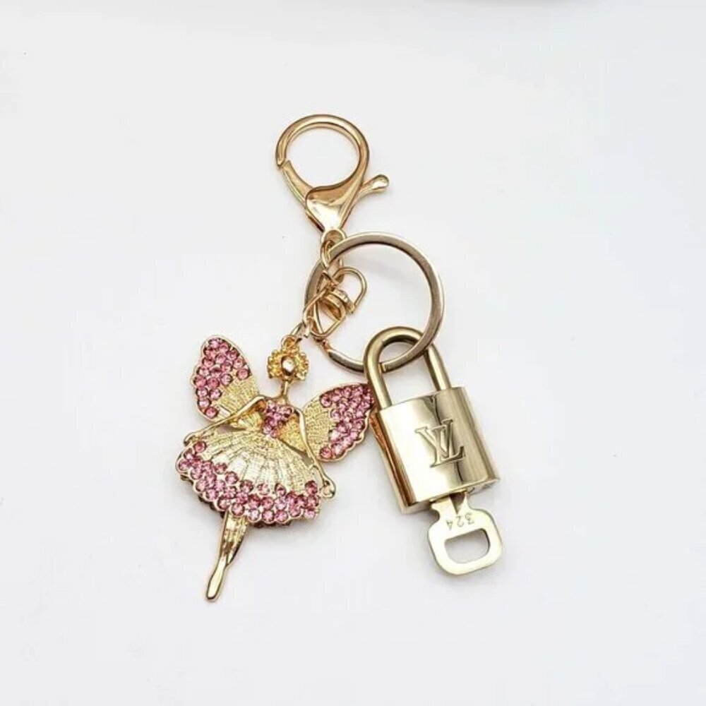 Louis Vuitton Gold Padlock Key 🔒 Authentic LV Charm + Unbranded Fairy Keychain